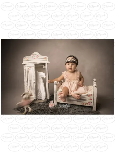 D'APONTE NEWBORN NB060 WHITE BED AND WARDROBE KIT WITH FLOWERS | D'Aponte | Newborn Accessories