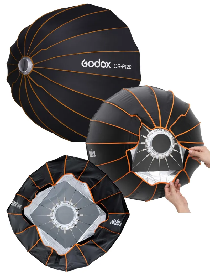 GODOX QR-P120 Softbox Parabolico a sgancio rapido - Attacco Bowens - Richiudibile