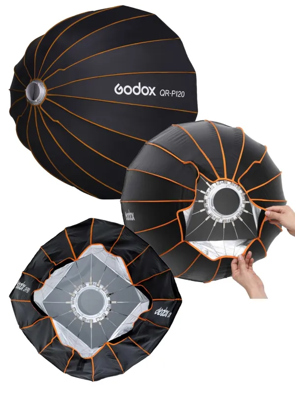 GODOX QR-P120 Softbox Parabolico a sgancio rapido - Attacco Bowens - Richiudibile