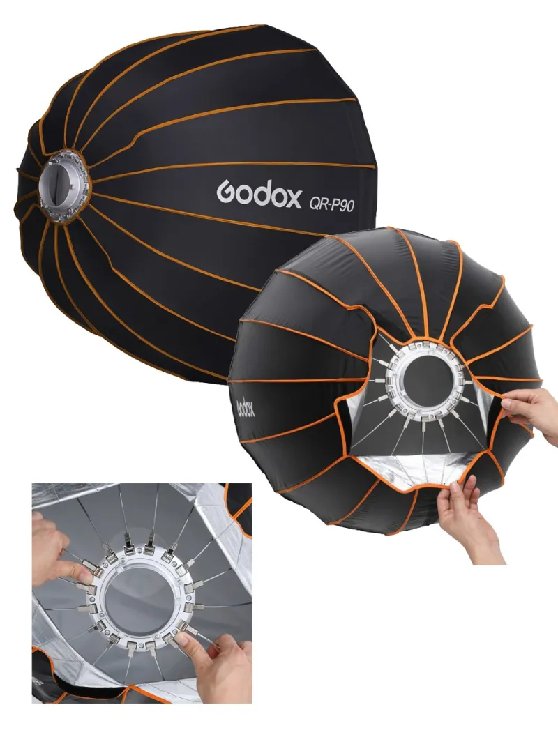GODOX QR-P90 Softbox Parabolico a sgancio rapido 90cm - Attacco Bowens - Richiudibile