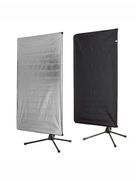 AURORA Reflective Panel 100x180cm Silver/Black with Frame. | D'Aponte | Reflective and diffusing panels