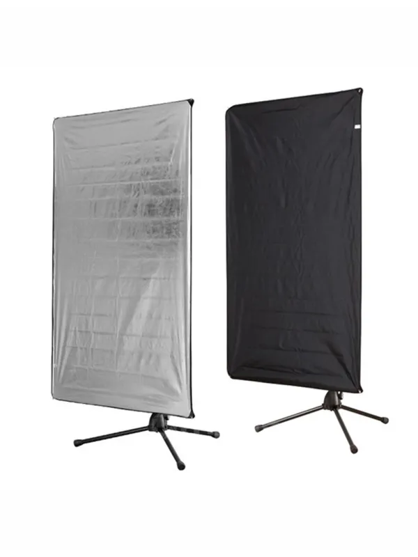 AURORA Reflective Panel 100x180cm Silver/Black with Frame. | D'Aponte | Reflective and diffusing panels