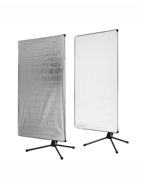 AURORA Reflective Panel 100x180cm Silver/White with Frame. | D'Aponte | Reflective and diffusing panels