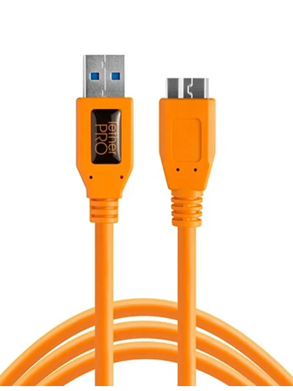 TetherPro USB 3.0 to Micro-B, 460cm, Orange | D'Aponte | Theter Tools Cables