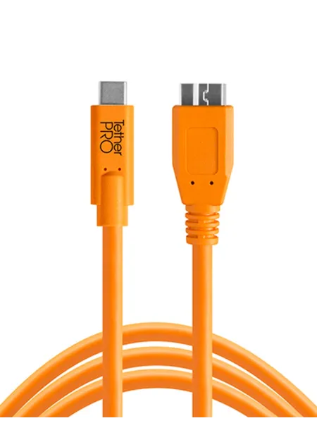 TetherPro USB-C to 3.0 Micro-B, 460cm, Orange | D'Aponte | Theter Tools Cables