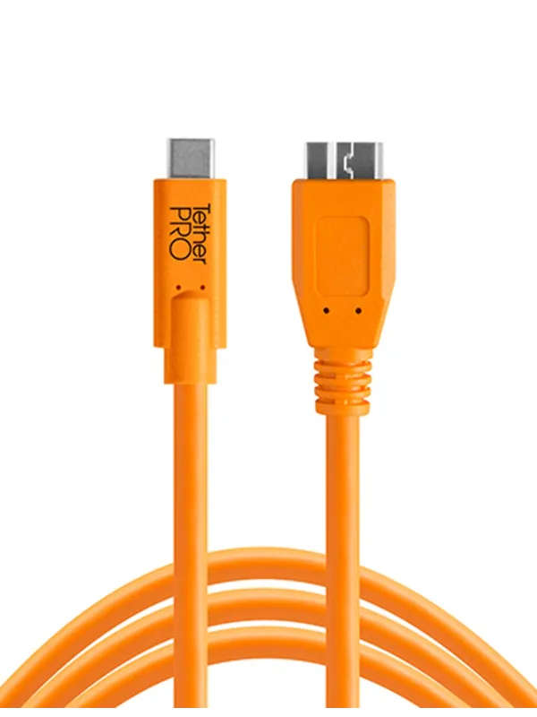 TetherPro USB-C to 3.0 Micro-B, 460cm, Orange | D'Aponte | Theter Tools Cables