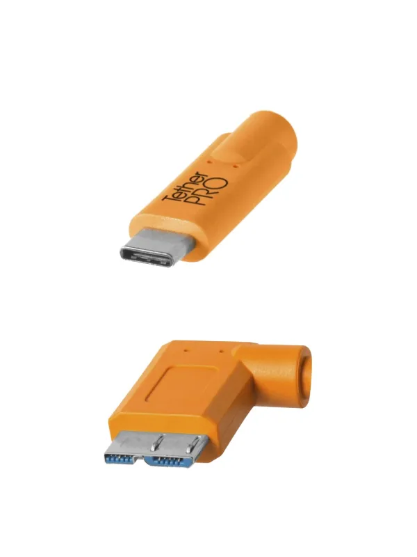 TetherPro USB-C a 3.0 Micro-B, 460cm, Arancio, Angolare