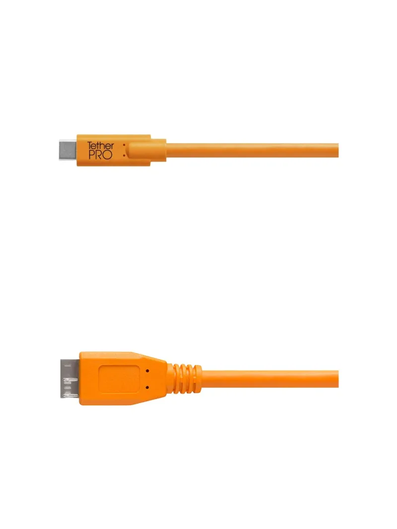 TetherPro USB-C to 3.0 Micro-B, 460cm, Orange, Right Angle | D'Aponte | Theter Tools Cables