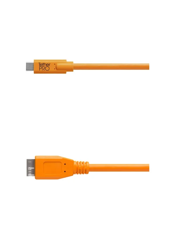 TetherPro USB-C a 3.0 Micro-B, 460cm, Arancio, Angolare