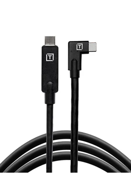 TetherPro USB-C to USB-C, 460cm, Black, Right Angle | D'Aponte | Theter Tools Cables