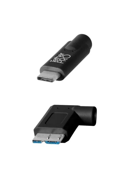 TetherPro USB-C to 3.0 Micro-B, 460cm, Black, Right Angle | D'Aponte | Theter Tools Cables 2
