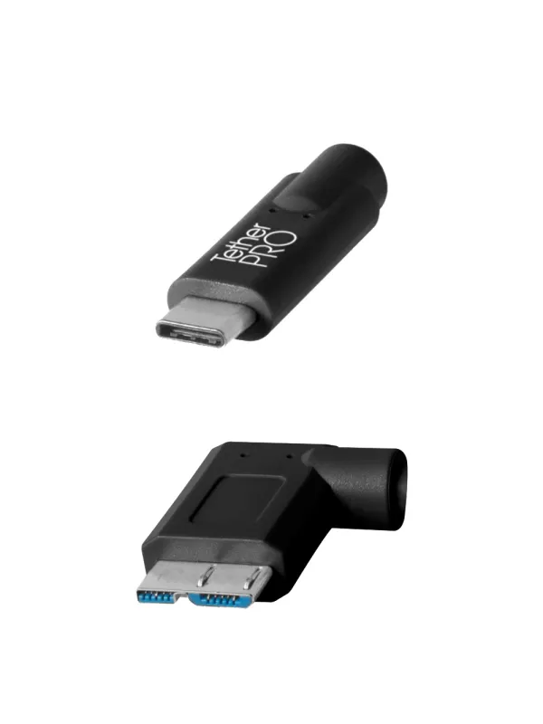 TetherPro USB-C a 3.0 Micro-B, 460cm, Nero, Angolare
