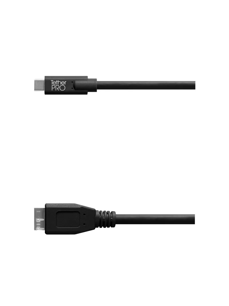 TetherPro USB-C to 3.0 Micro-B, 460cm, Black, Right Angle | D'Aponte | Theter Tools Cables