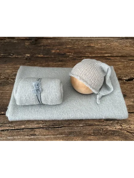 4 pcs Set in Mohair Jersey - Powder Blue | D'Aponte | Textile