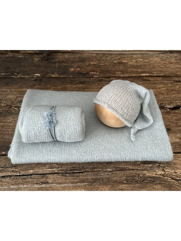 Set 4pz in Maglina di Mohair - Azzurro Polvere