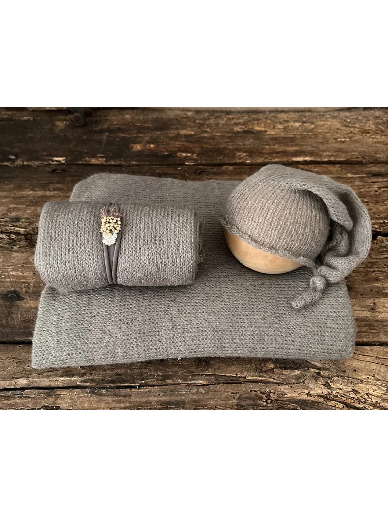 Set 4pz in Maglina di Mohair - Grigio Fango