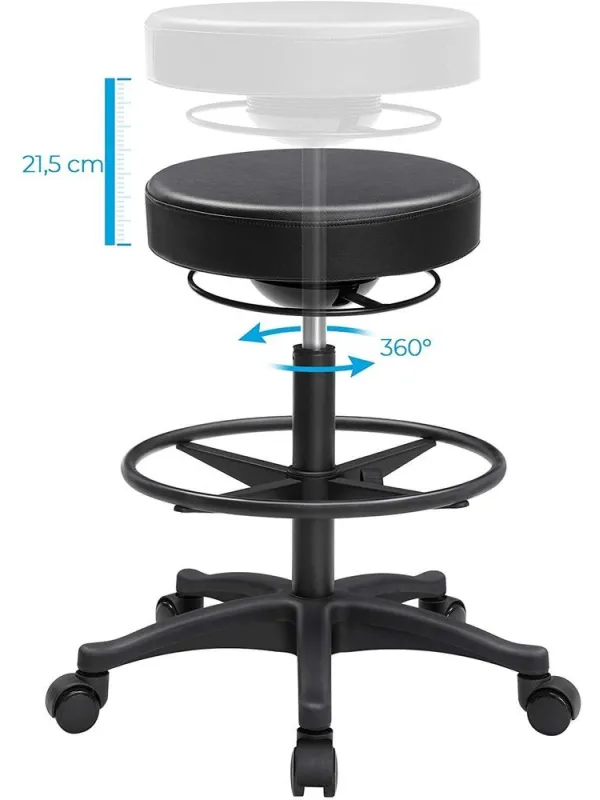 Sgabello 59,5-81cm nero