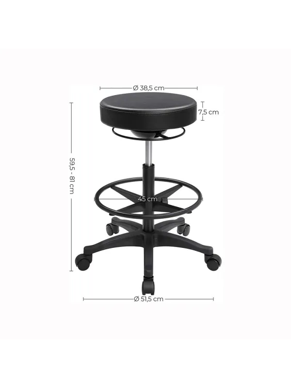 Sgabello 59,5-81cm nero