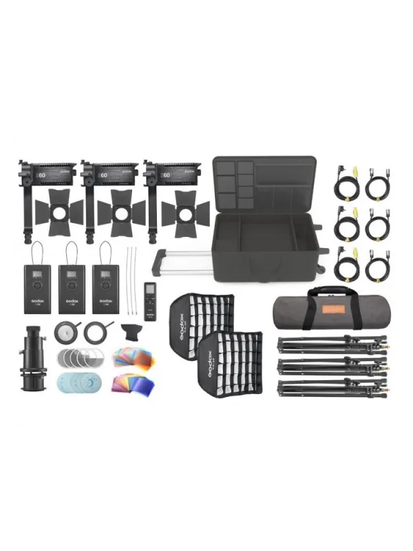 Godox S60Bi-D 3-Light S60Bi Kit with accessories | D'Aponte | Led Lights