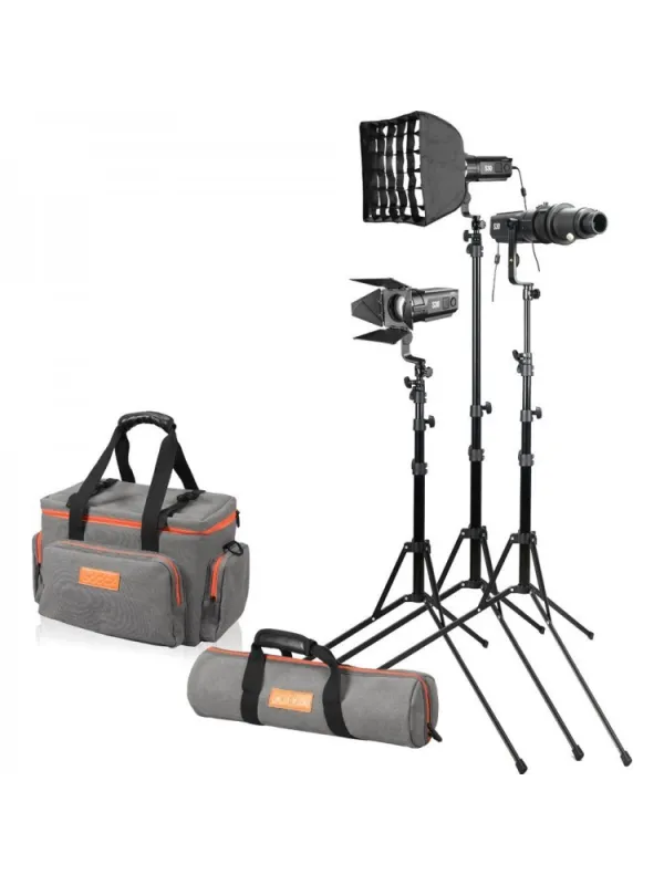 GODOX SA-D S30 Focusing LED 3-Light Kit 3x S30 Light, 3x Light Stand, 1x Projection Attachment, 2x Softbox | D'Aponte | Led Ligh
