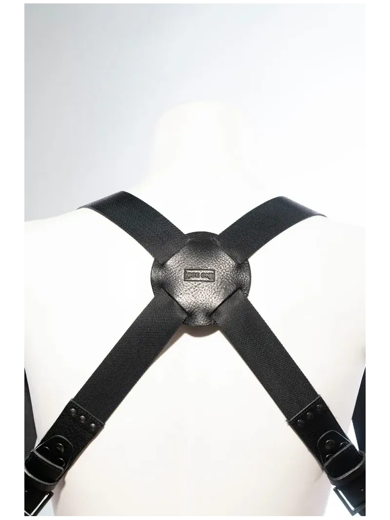NICE ONE - POWER EASY - Tracolla Doppia in Pelle e tessuto Nero per Mirrorless e reflex