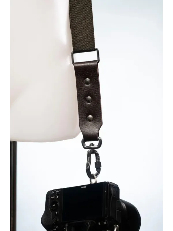 NICE ONE - POWER EASY - Tracolla Doppia in Pelle e tessuto Verde per Mirrorless e reflex
