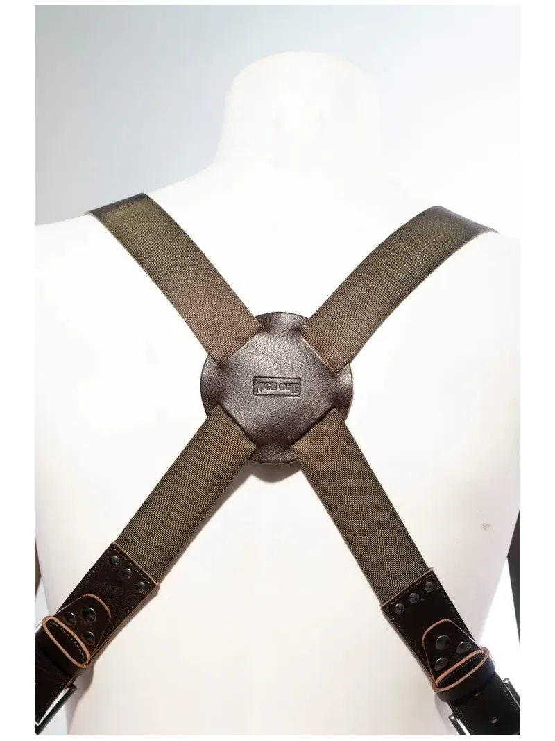 NICE ONE - POWER EASY - Tracolla Doppia in Pelle e tessuto Verde per Mirrorless e reflex