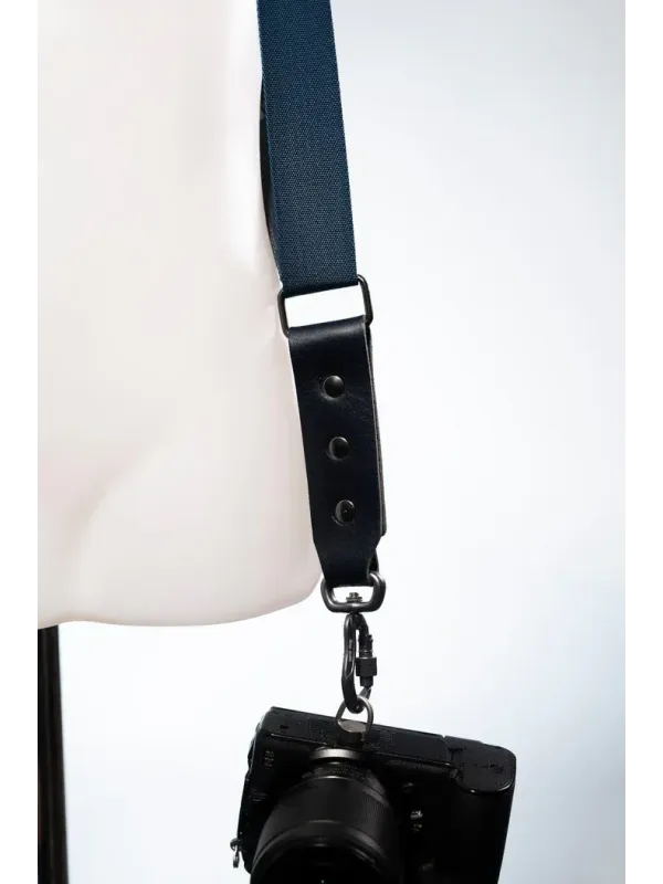 NICE ONE - POWER EASY - Tracolla Doppia in Pelle e tessuto Blu per Mirrorless e reflex