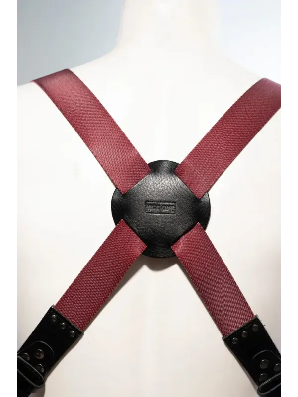 NICE ONE - POWER EASY - Tracolla Doppia in Pelle e tessuto Bordeaux per Mirrorless e reflex
