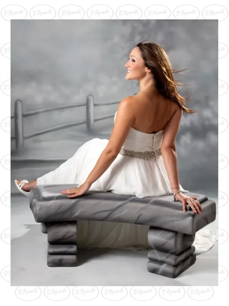 D'APONTE P418 GREY HALF-ROUND BENCH | D'Aponte | Photo Props 2